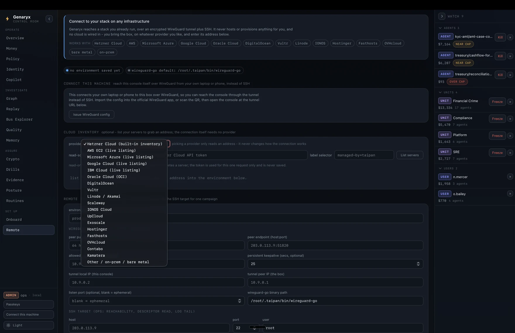 Genaryx Remote, any infrastructure